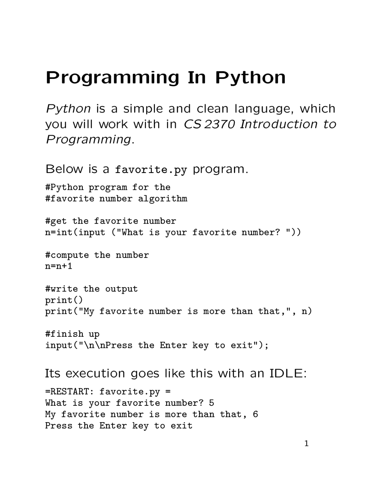 Programming In Python | Study notes System Programming | Docsity