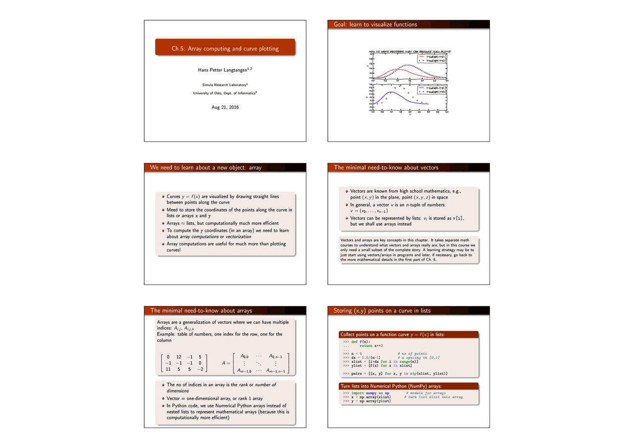 Ch.5: Array computing and curve plotting | Study Guides, Projects ...