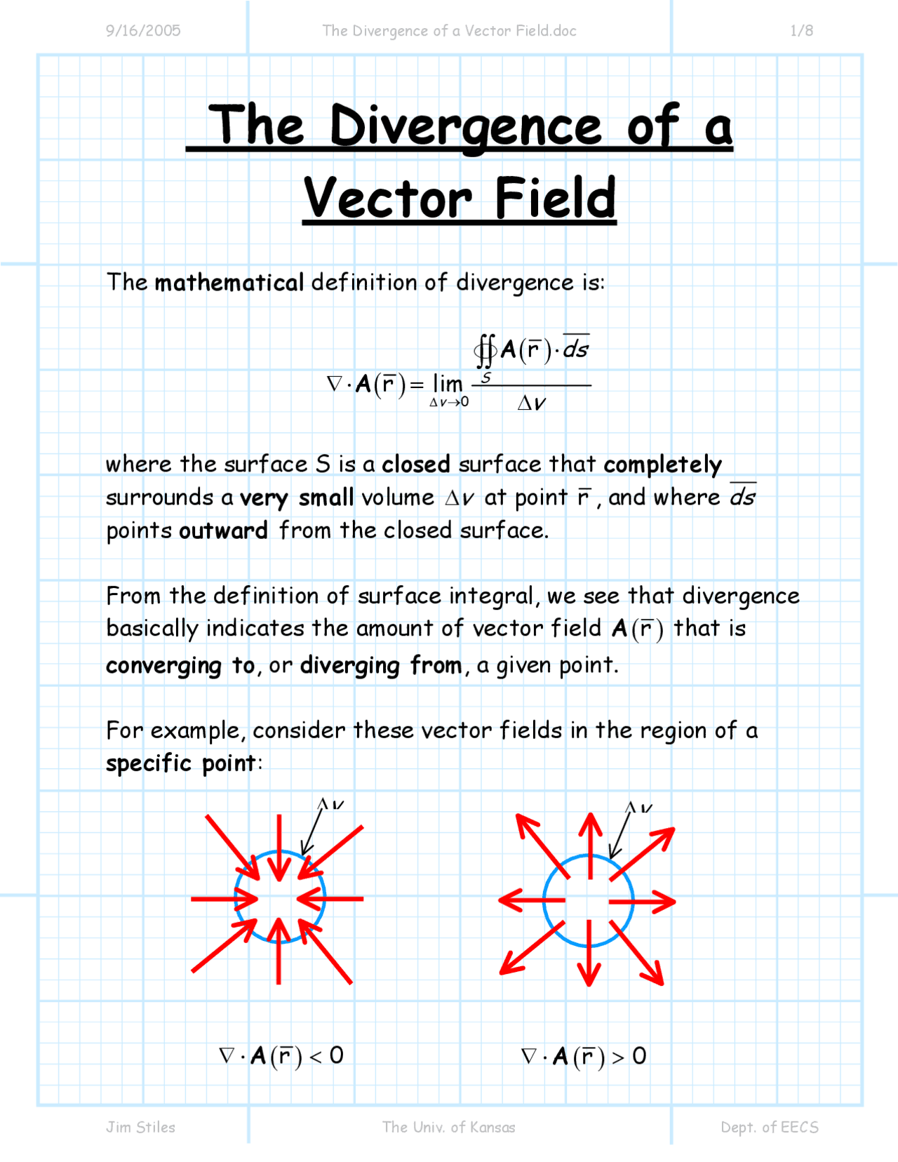 The Divergence of a Vector Field | Slides Analytical Geometry and ...