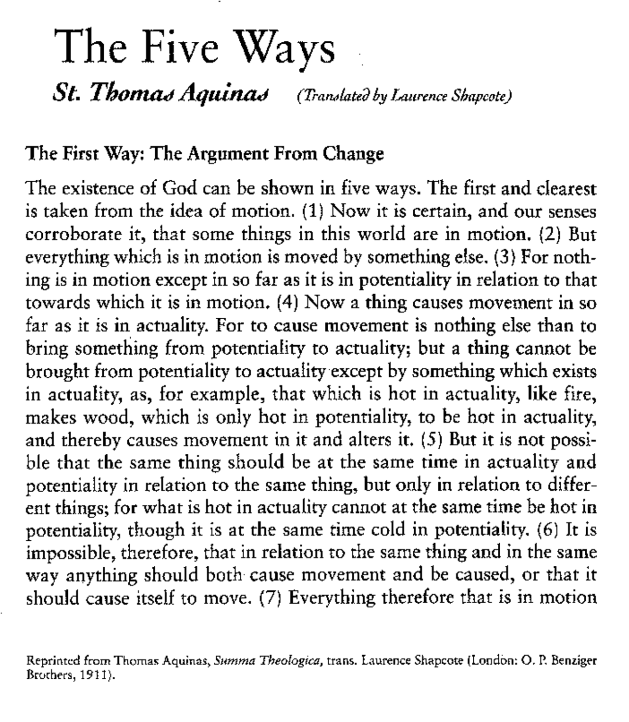 The Five Ways | Summaries Philosophy | Docsity