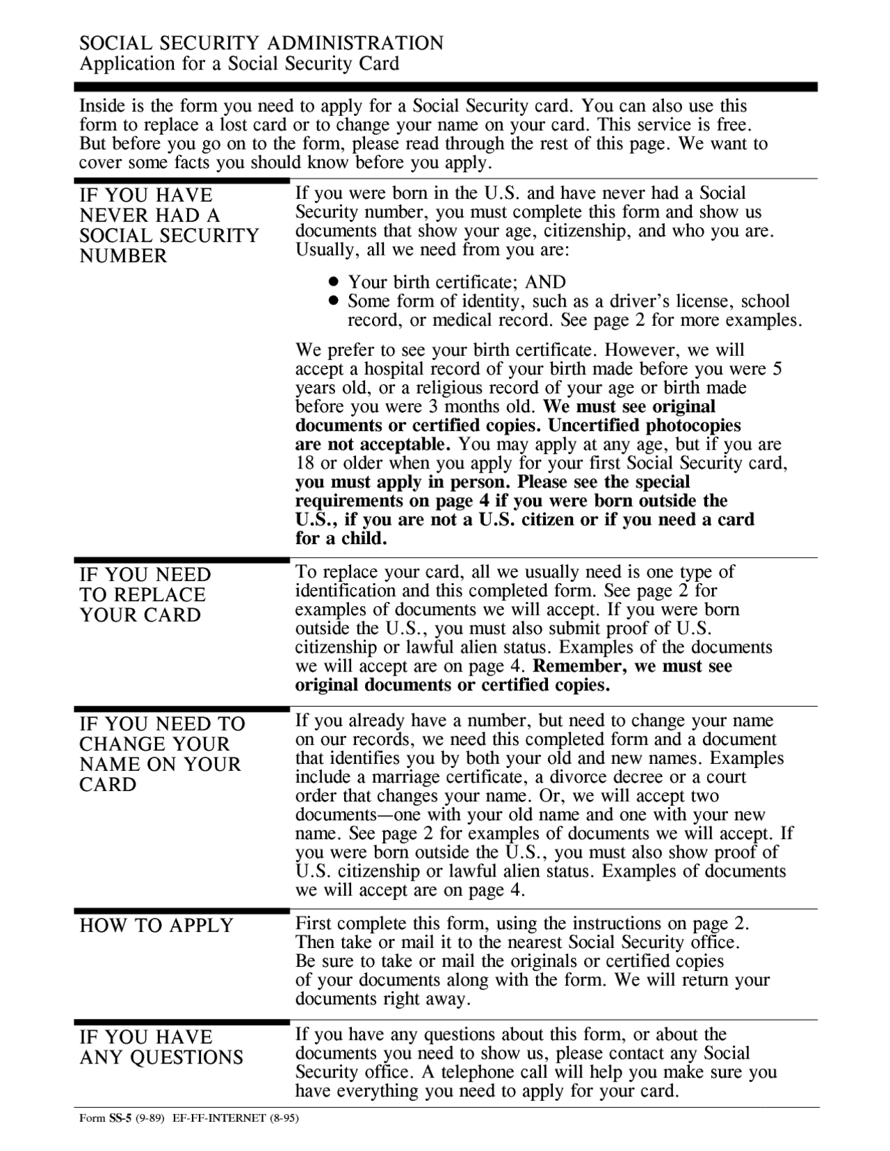 Applying for a Social Security Card: Instructions and Documentation ...