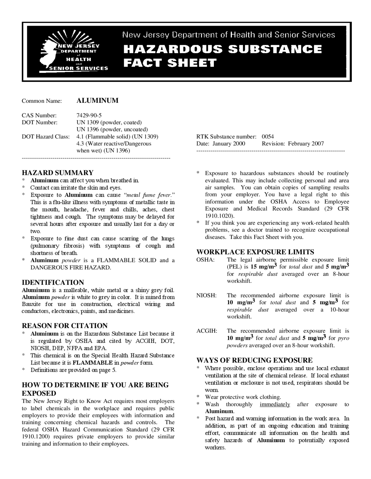 Aluminium Risk Assessment Aluminum Fact Sheet: Health Hazards, Exposure, and Safety Measures ...