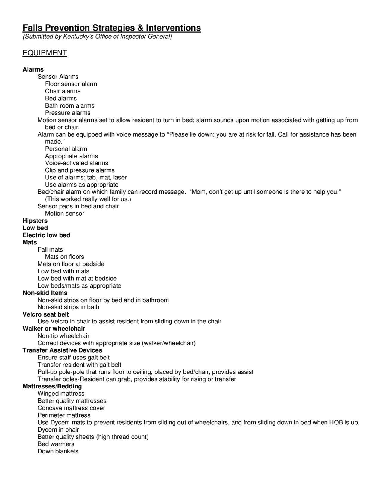 Falls Prevention Strategies & Interventions | Study notes Voice | Docsity