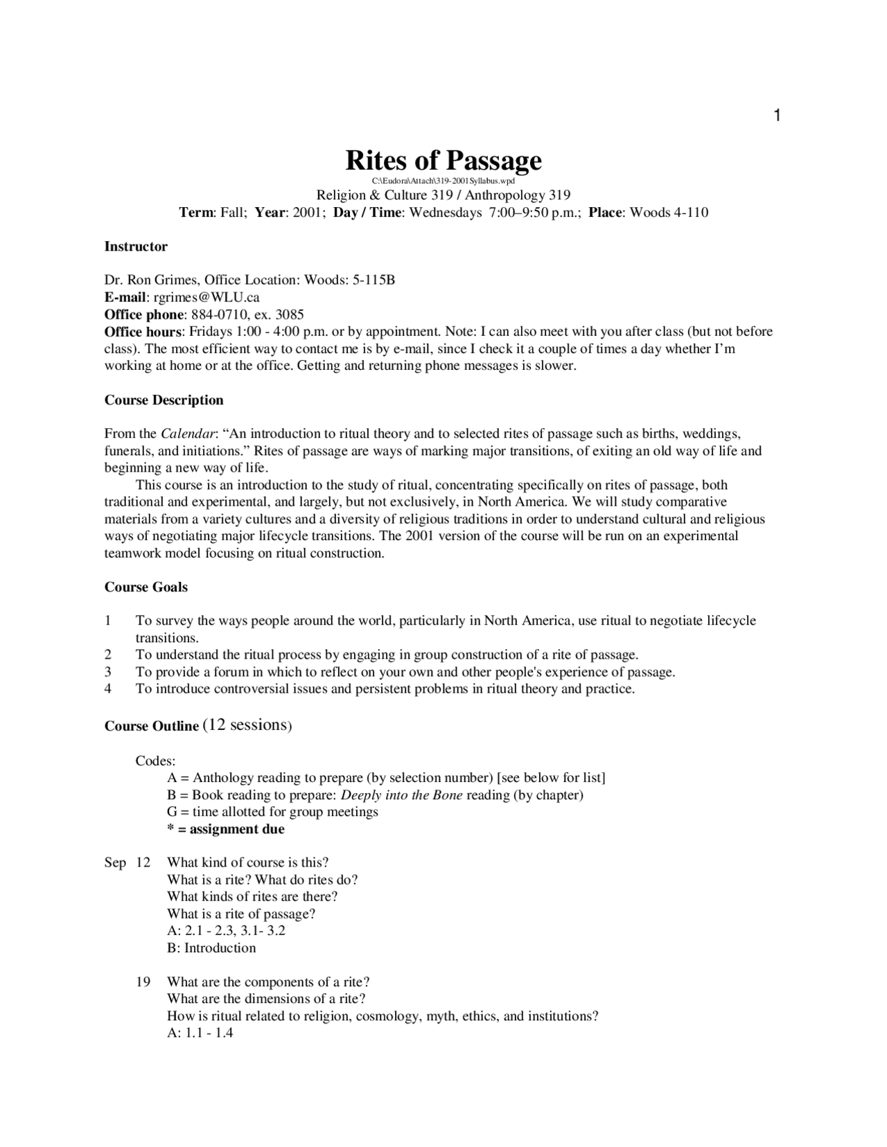 Rites of Passage | Wabash Center | Lecture notes Religion - Docsity