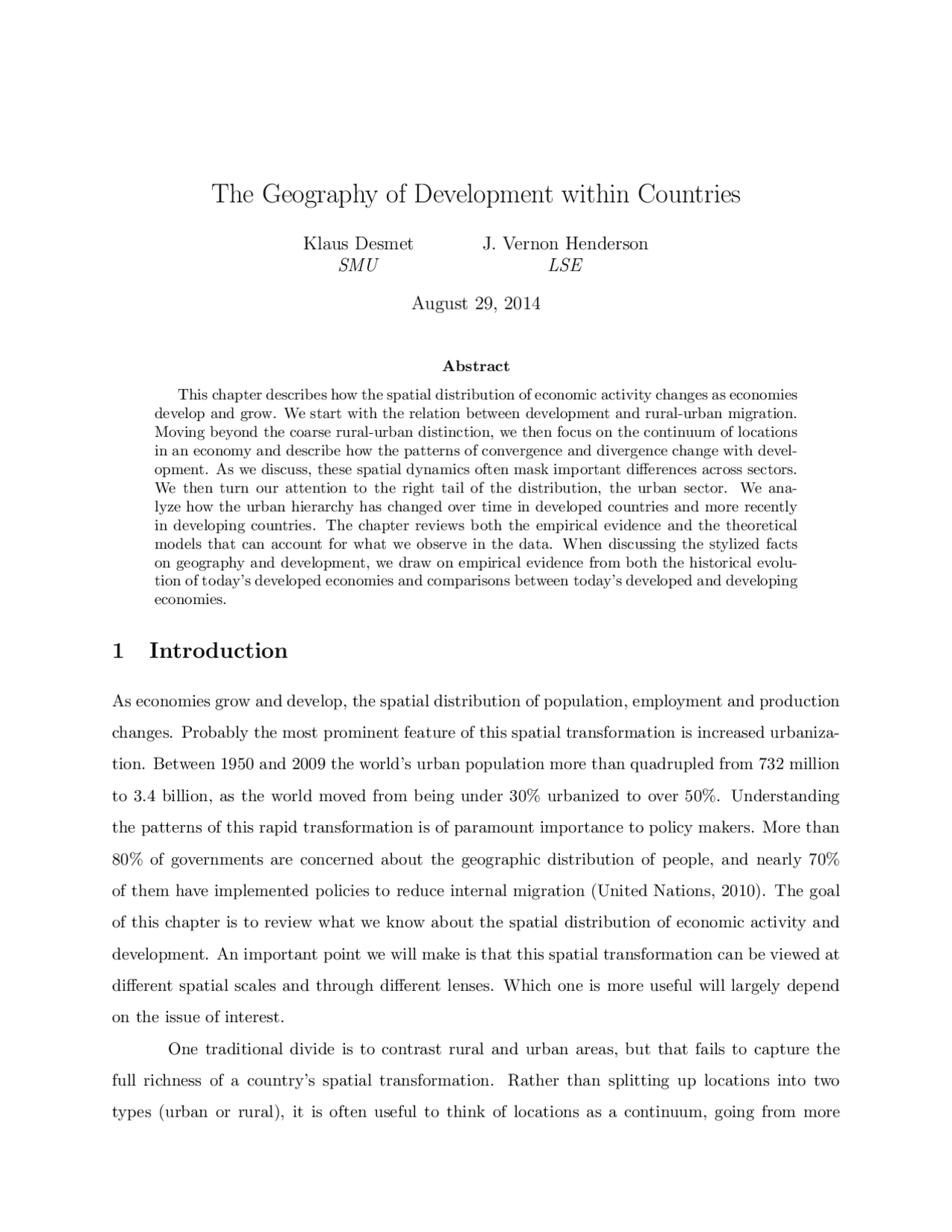 The Geography of Development within Countries | Slides Geography - Docsity