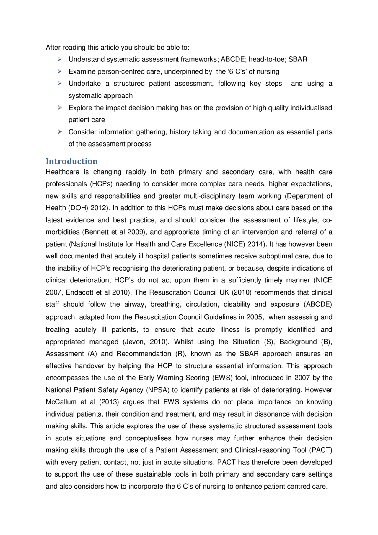 Promoting the 6Cs of nursing in patient assessment.pdf | Study Guides ...