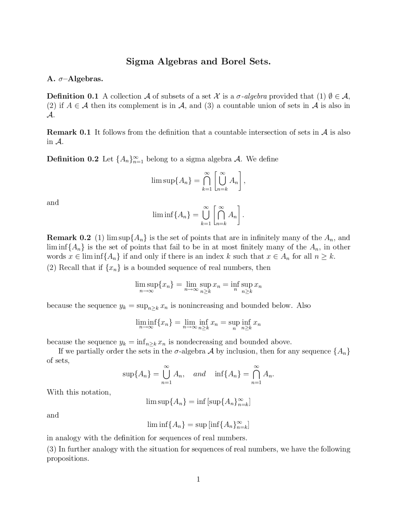 Sigma Math Formula Pdf Sigma Algebras and Borel Sets. | Study notes Algebra - Docsity