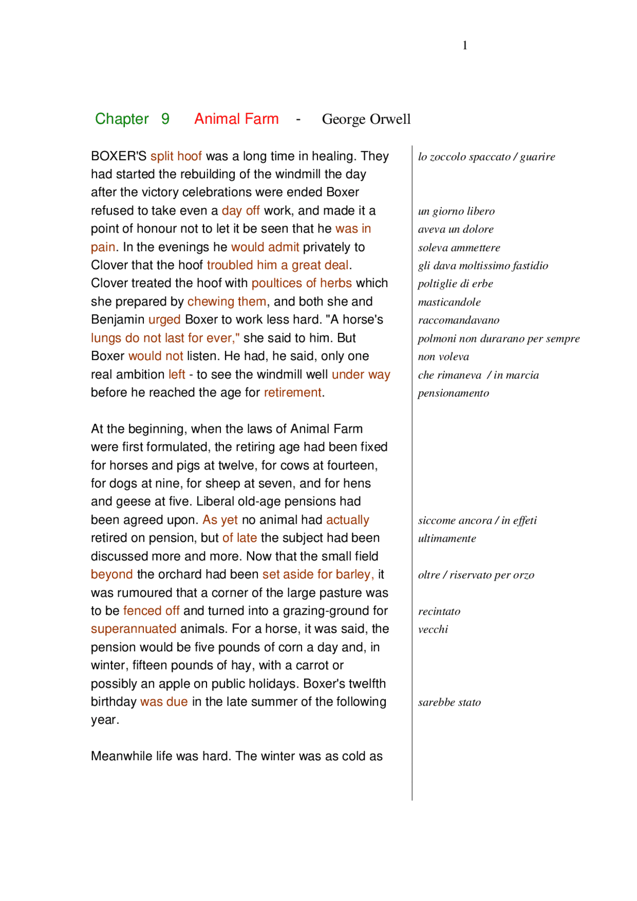 Chapter 9 Animal Farm Study notes English Docsity