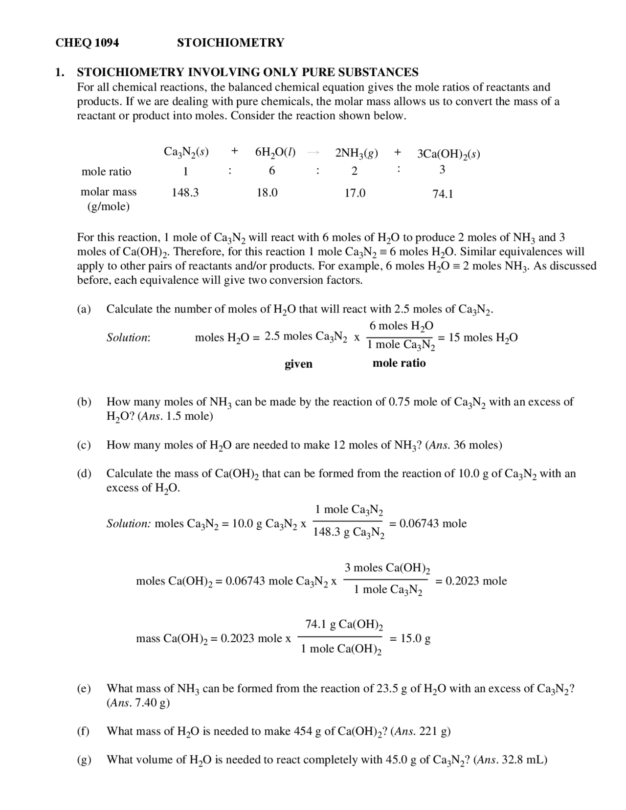 Basic Stoichiometry Notes Handwritten Stoichiometry | Study notes Stoichiometry | Docsity