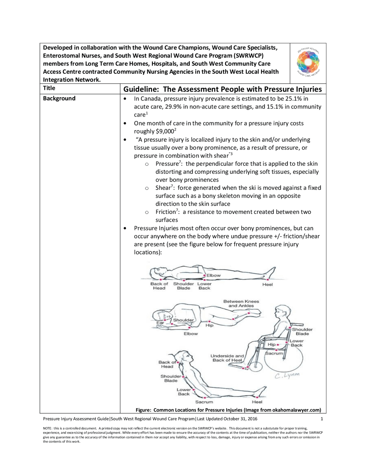 Pressure Ulcer Assessment Guideline | Study notes Nursing | Docsity