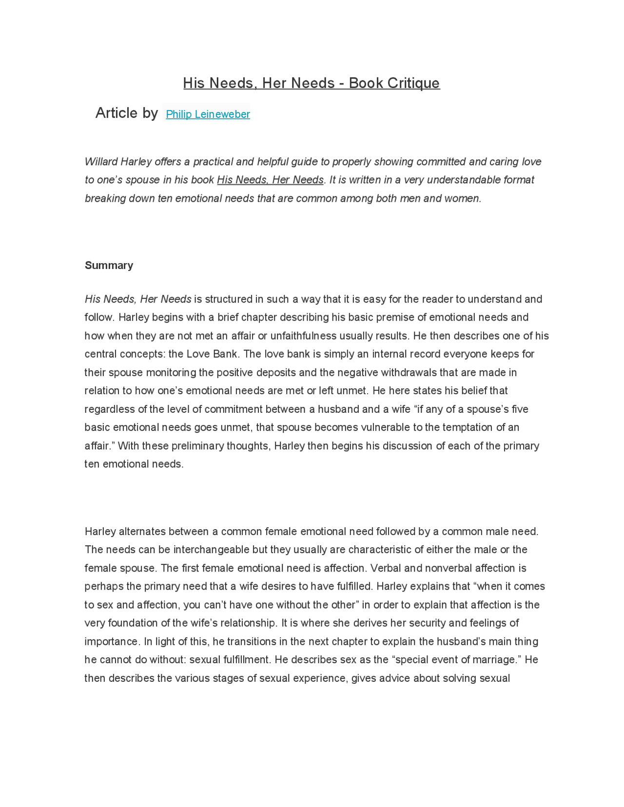 His Needs Her Needs Book Critique Study Notes Literature Docsity his-needs-her-needs-book-critique-study-notes-literature-docsity