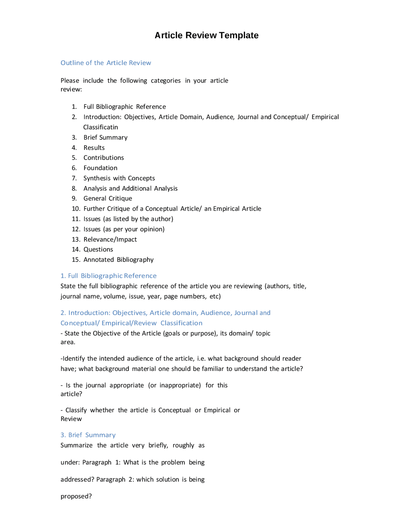 Article Review Template | PDF Format | Lecture notes Logic | Docsity