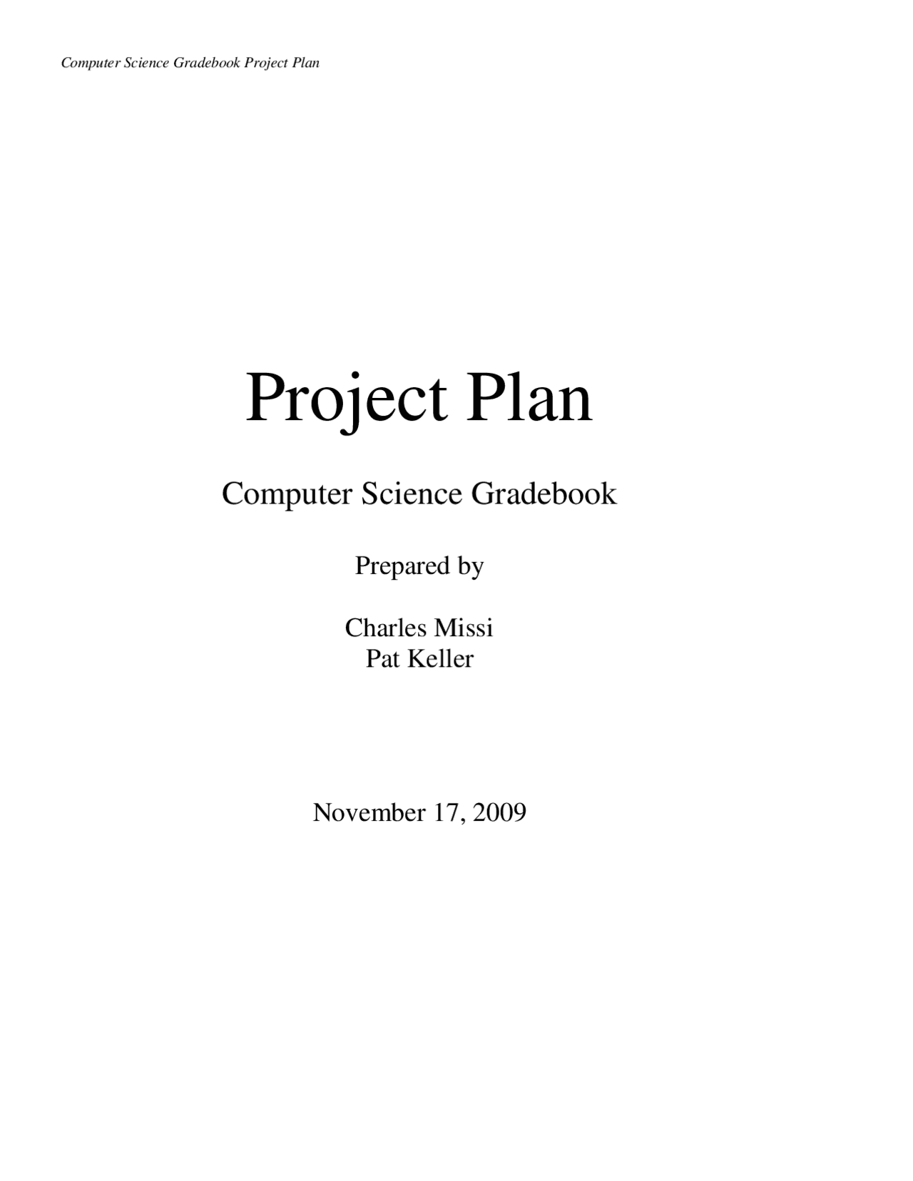 Project Plan | Summaries Computer Science - Docsity
