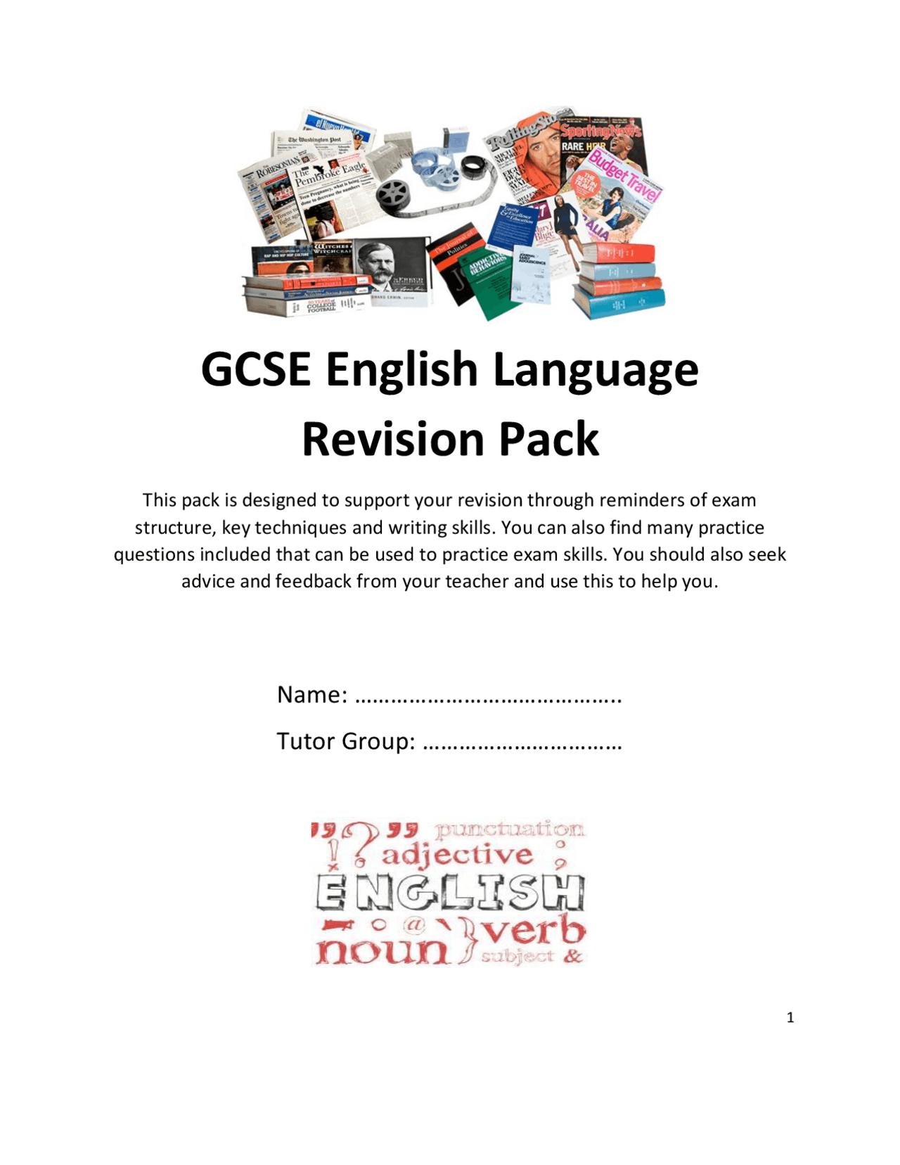 GCSE English Language Revision Pack | Study notes English Language ...