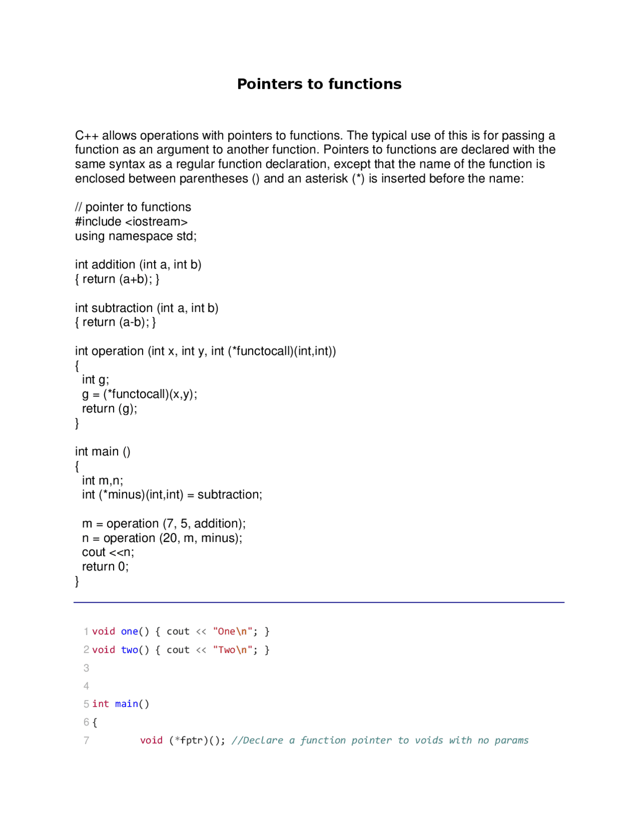 Pointers to functions.pdf | Exams Object Oriented Programming | Docsity