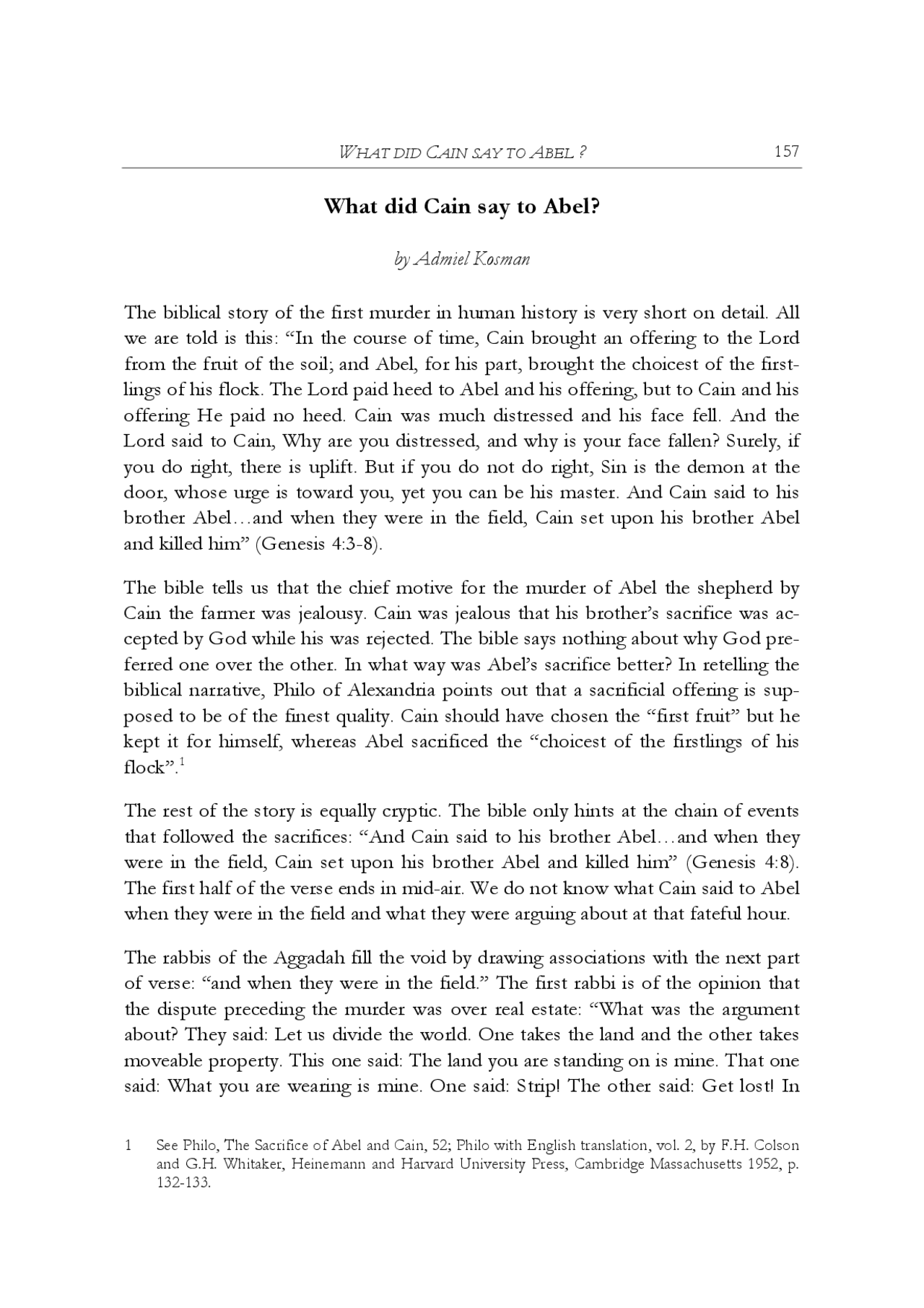 Cain Note What did Cain say to Abel? | Lecture notes History | Docsity