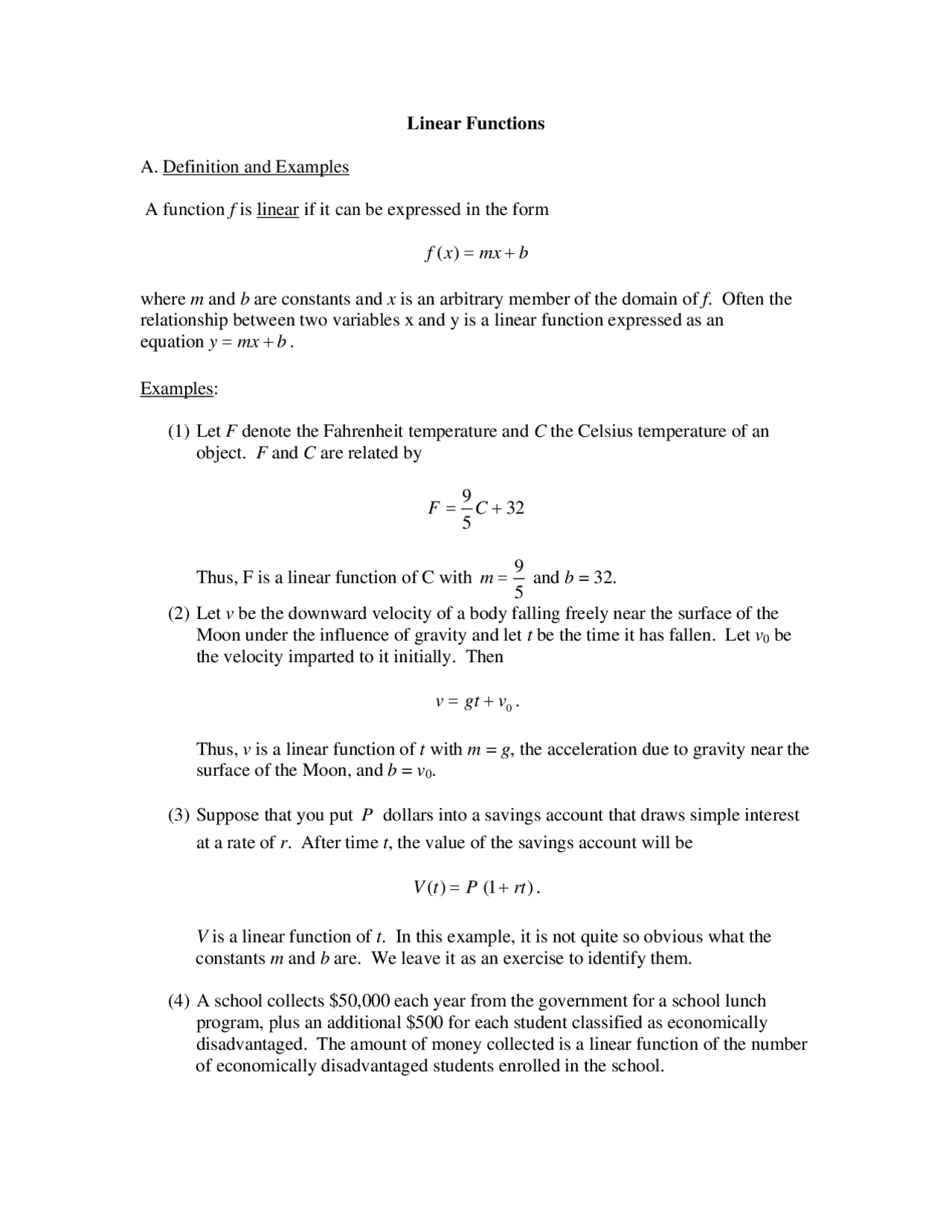 Linear Functions | Study Guides, Projects, Research Linear Algebra ...