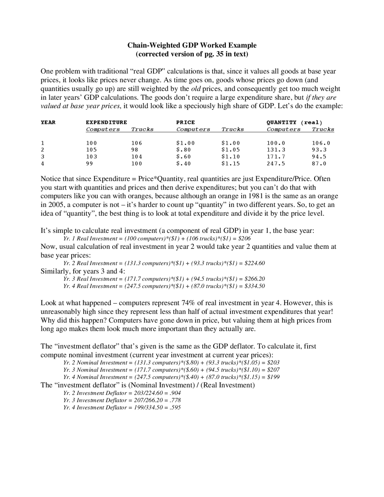 Gdp Overwrite Example Chain-Weighted GDP Worked Example | Lecture notes Microeconomics | Docsity