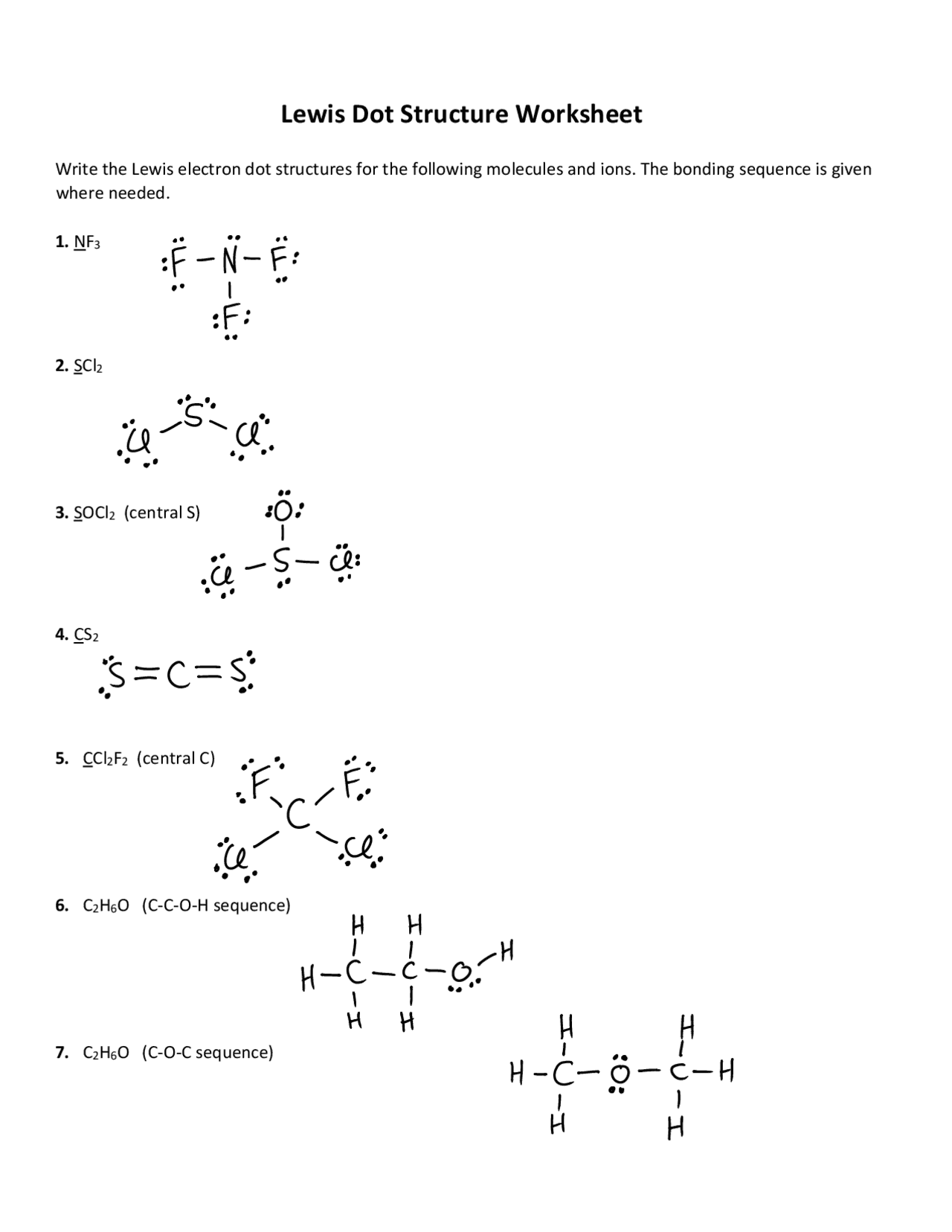 Lewis Structures Lecture Notes Chemistry Docsity