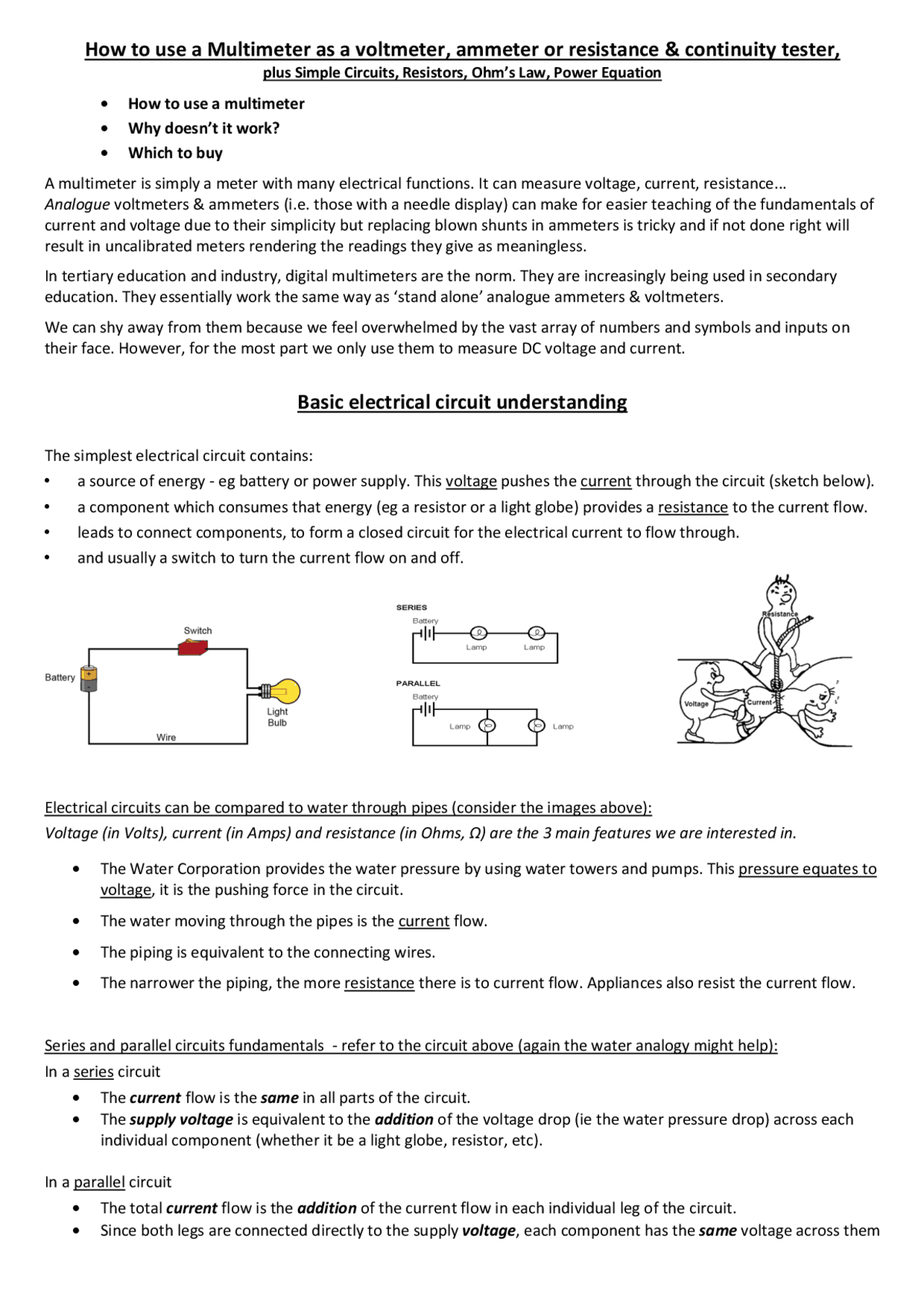 Using a Multimeter: Testing Voltage, Current, and Resistance in Simple ...