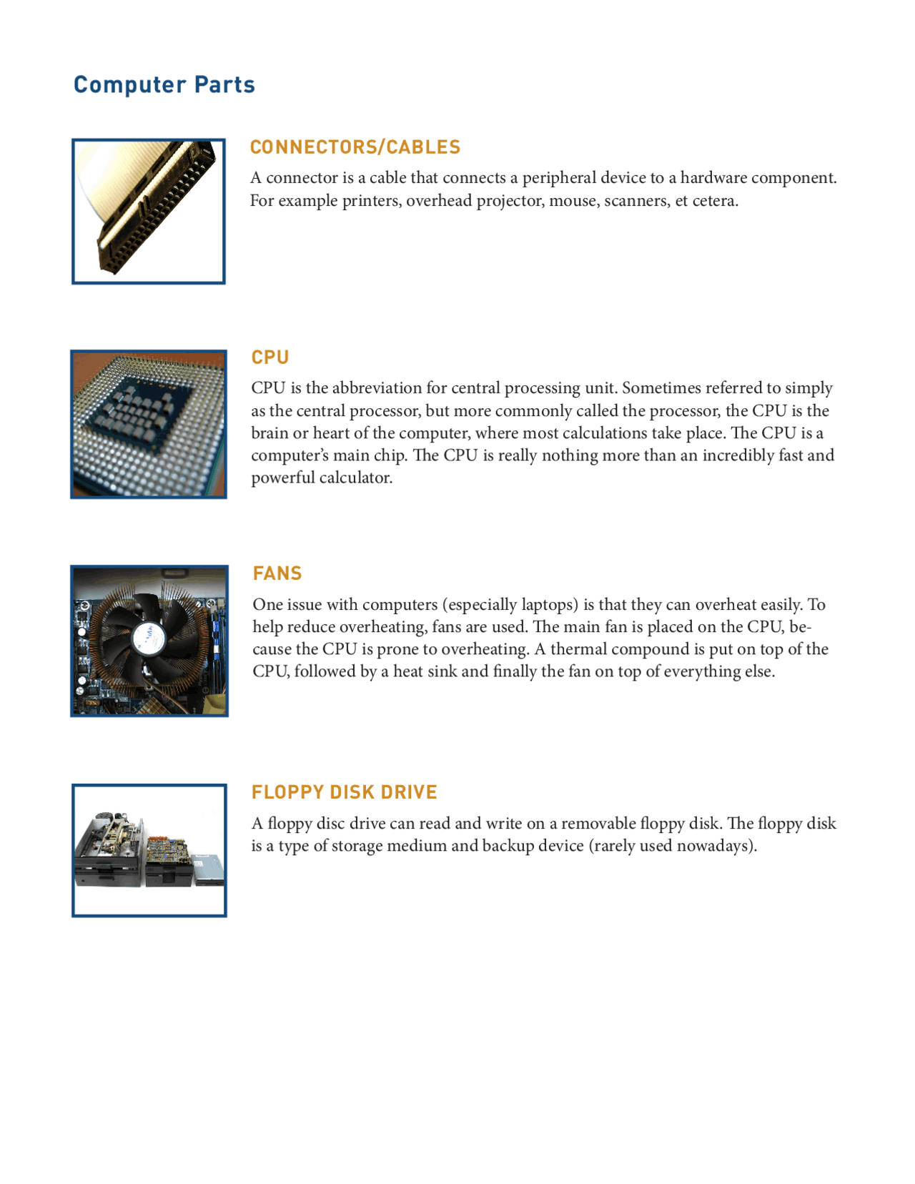 Computer Parts | Lecture notes Electronics | Docsity