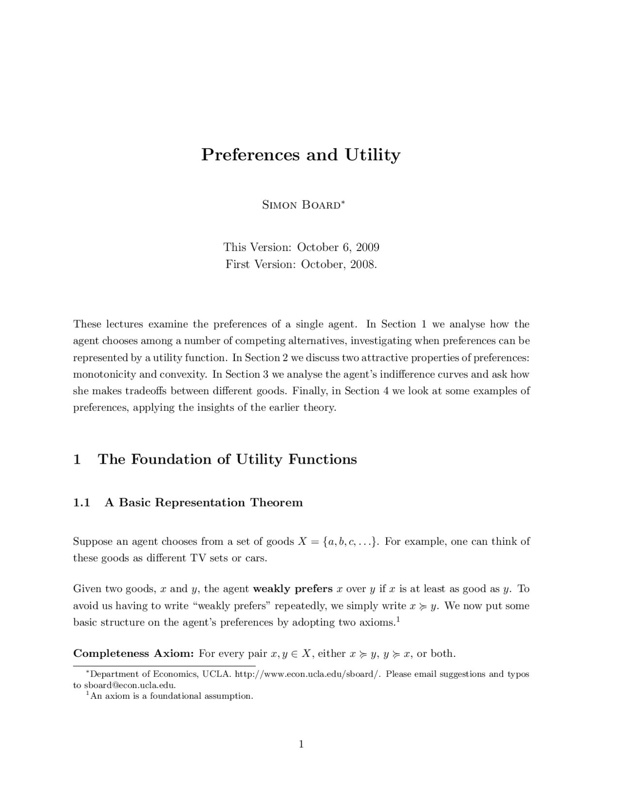 Preferences and Utility | Study notes Economics | Docsity