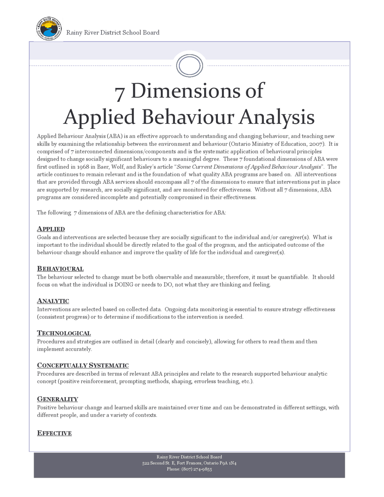 7 Dimensions of Applied Behaviour Analysis | Lecture notes Behavioural ...