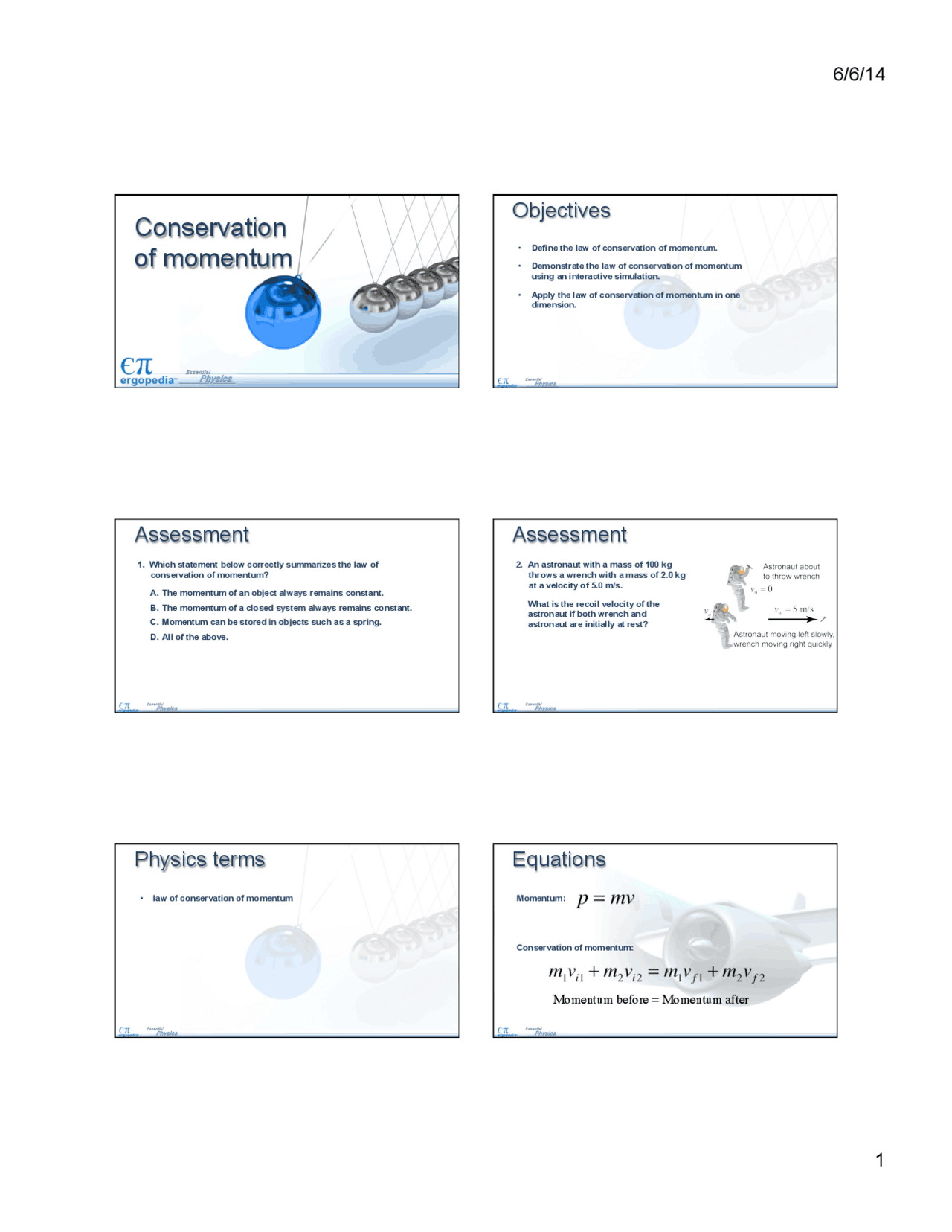 Conservation of momentum | Study notes Law | Docsity