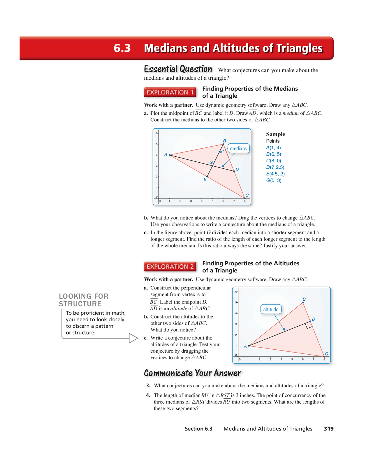 Medians and Altitudes of Triangles 6.3 | Study notes Geometry | Docsity
