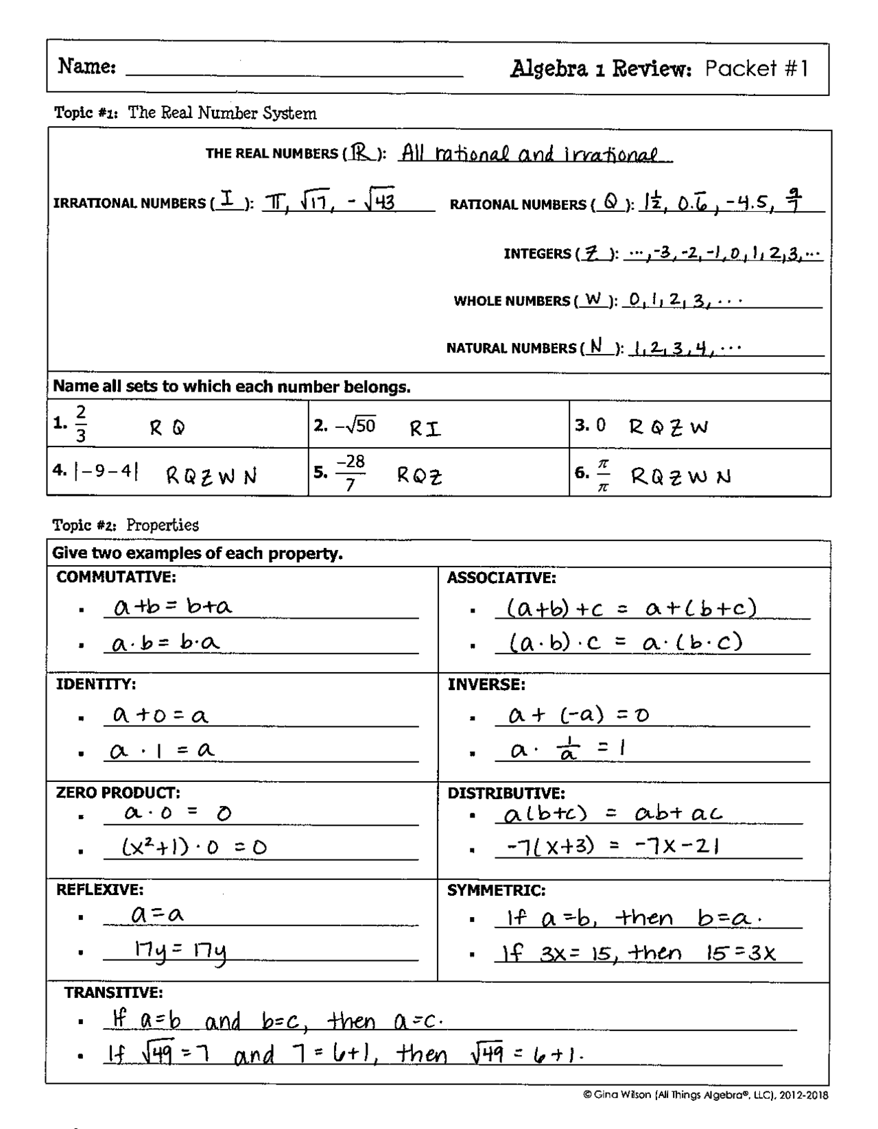 Gina Wilson All Things Algebra 2015 Answer Key Unit 1 Discount