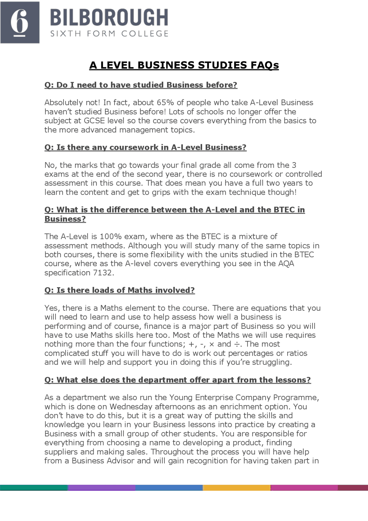 A LEVEL BUSINESS STUDIES FAQs | Summaries Business | Docsity