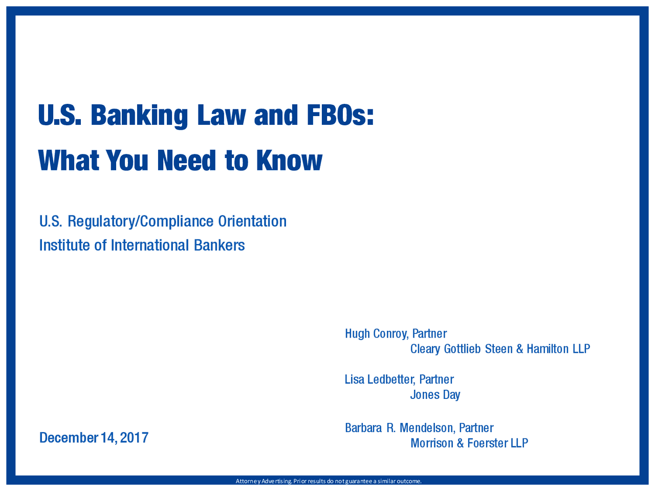 U.S. Banking Law and FBOs: What You Need to Know | Slides Law | Docsity