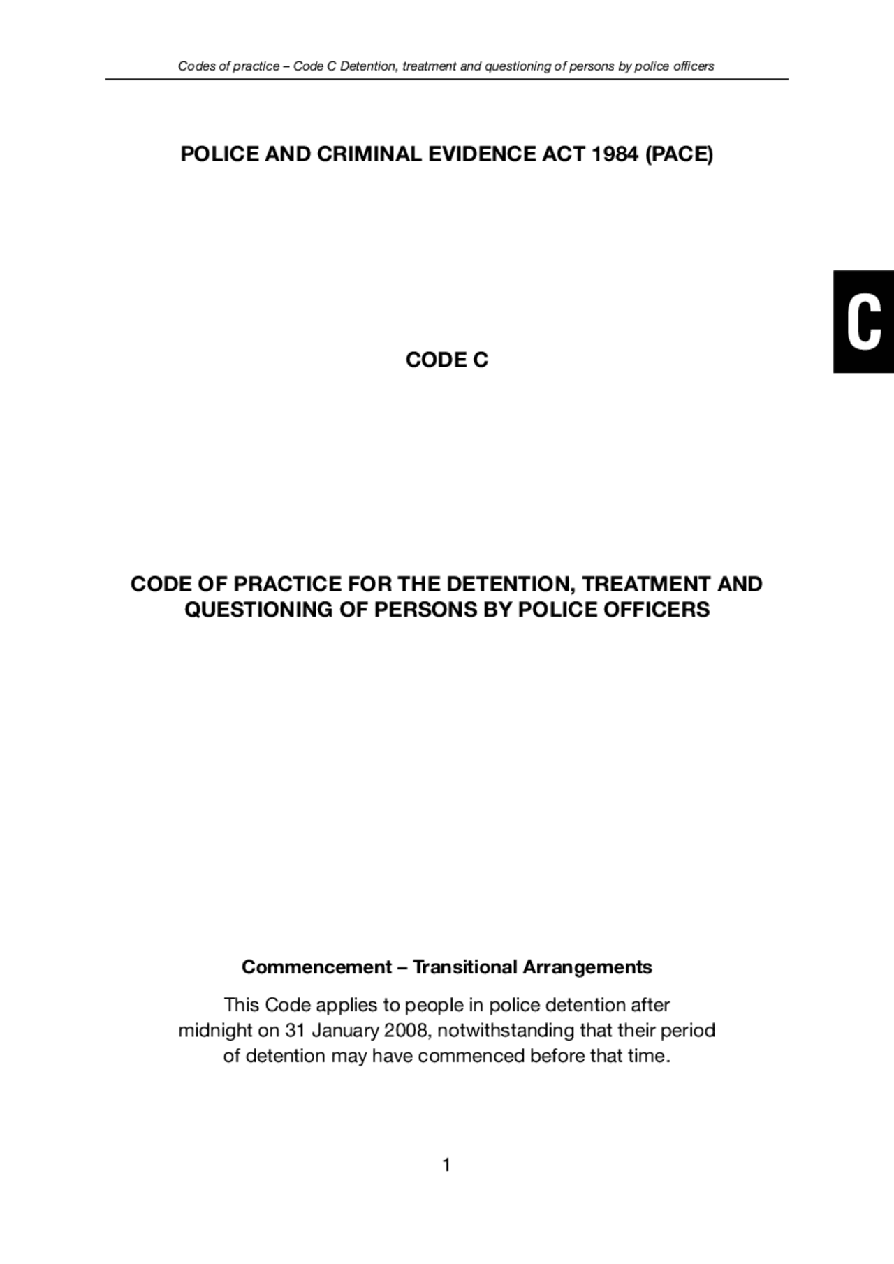 Pace-code-c.pdf | Study notes Criminal Justice | Docsity