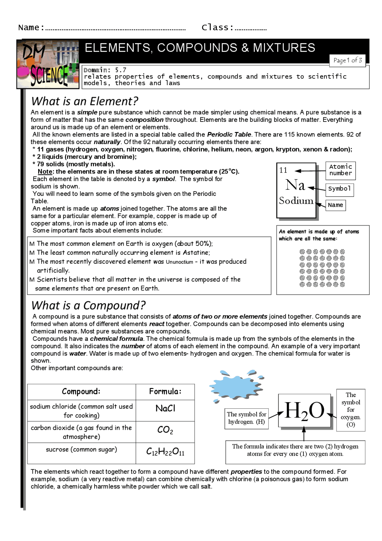Mixture Questions Elements, compounds & mixtures | Exercises Chemistry | Docsity