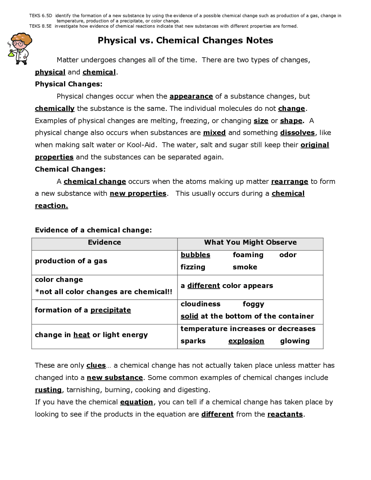 Physical Vs Chemical Changes And The Code Worksheet Answers Physical Vs Chemical Changes And The Code Worksheet Answers