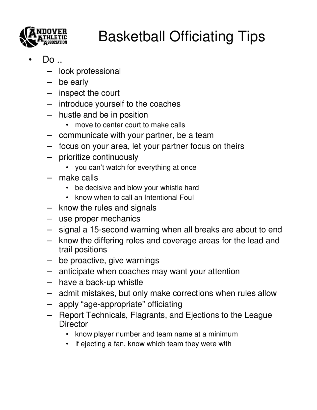 Basketball Officiating Tips Summaries Mechanics Docsity