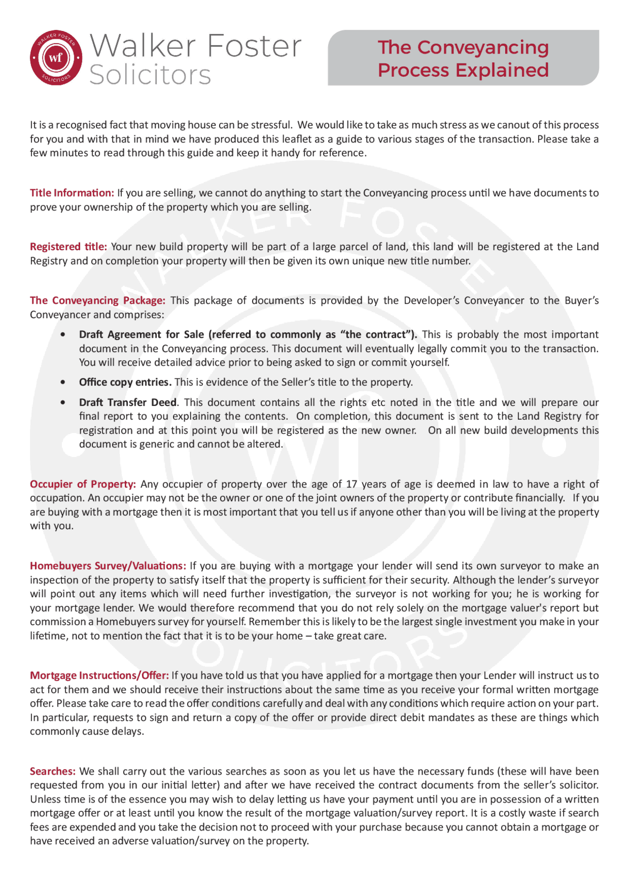 First Registration Conveyancing Process The Conveyancing Process Explained | Walker Foster | Study notes Law ...