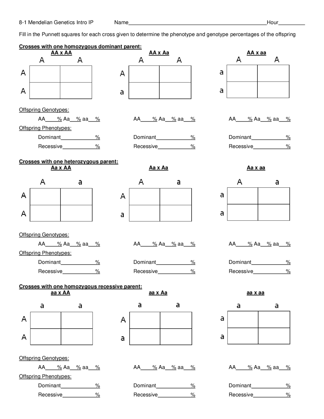 Basic Genetics Project Answer Key Mendelian Genetics Worksheet | Exercises Genetics | Docsity