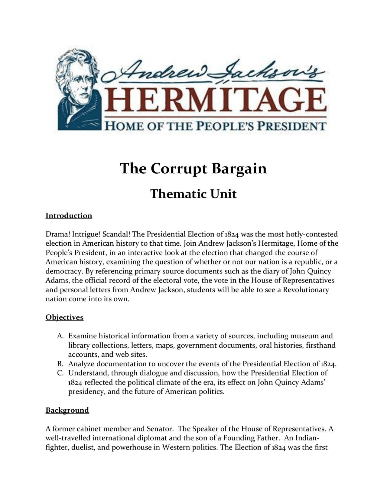 The Corrupt Bargain | Study notes History | Docsity