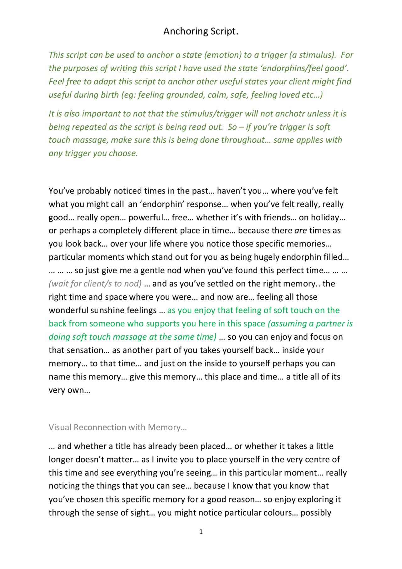 Anchoring Script Heading Anchoring Script. | Lecture notes Psychology | Docsity