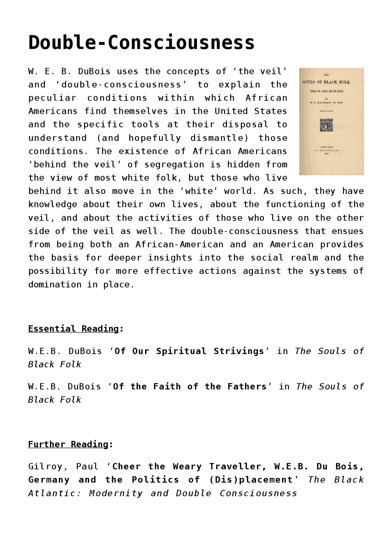 Understanding African American Identity through DuBois' Theory: Double ...