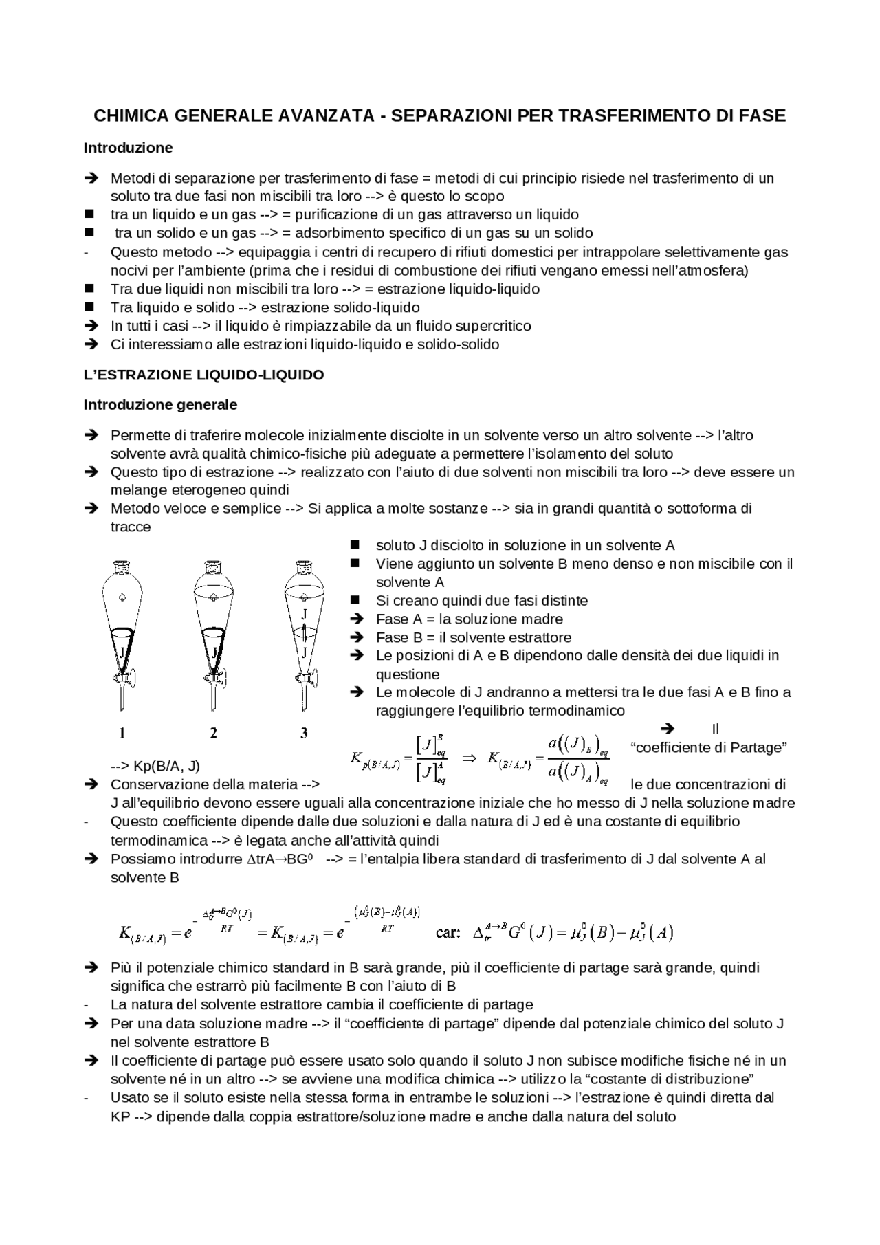 chimica generale avanzata - le separazioni per trasferimento di fase ...