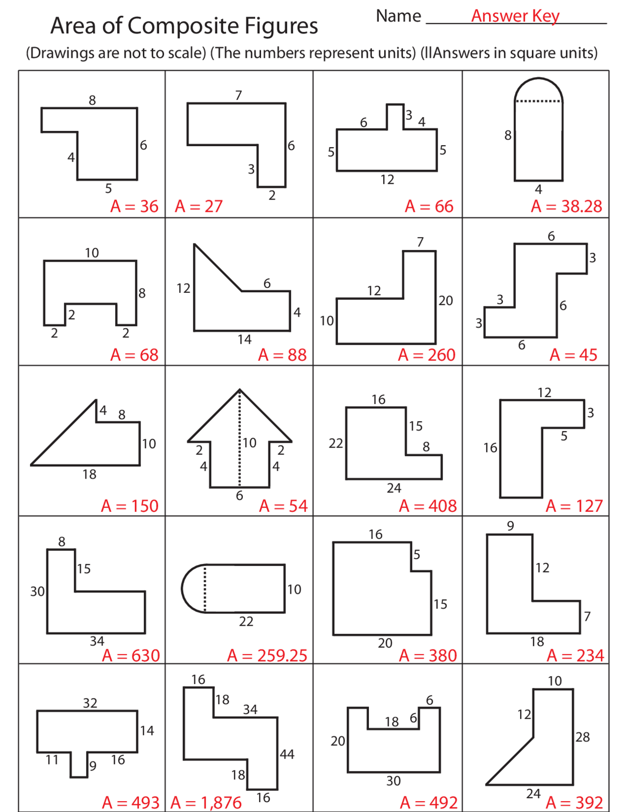 Area of Composite Figures | Lecture notes Elementary Mathematics | Docsity