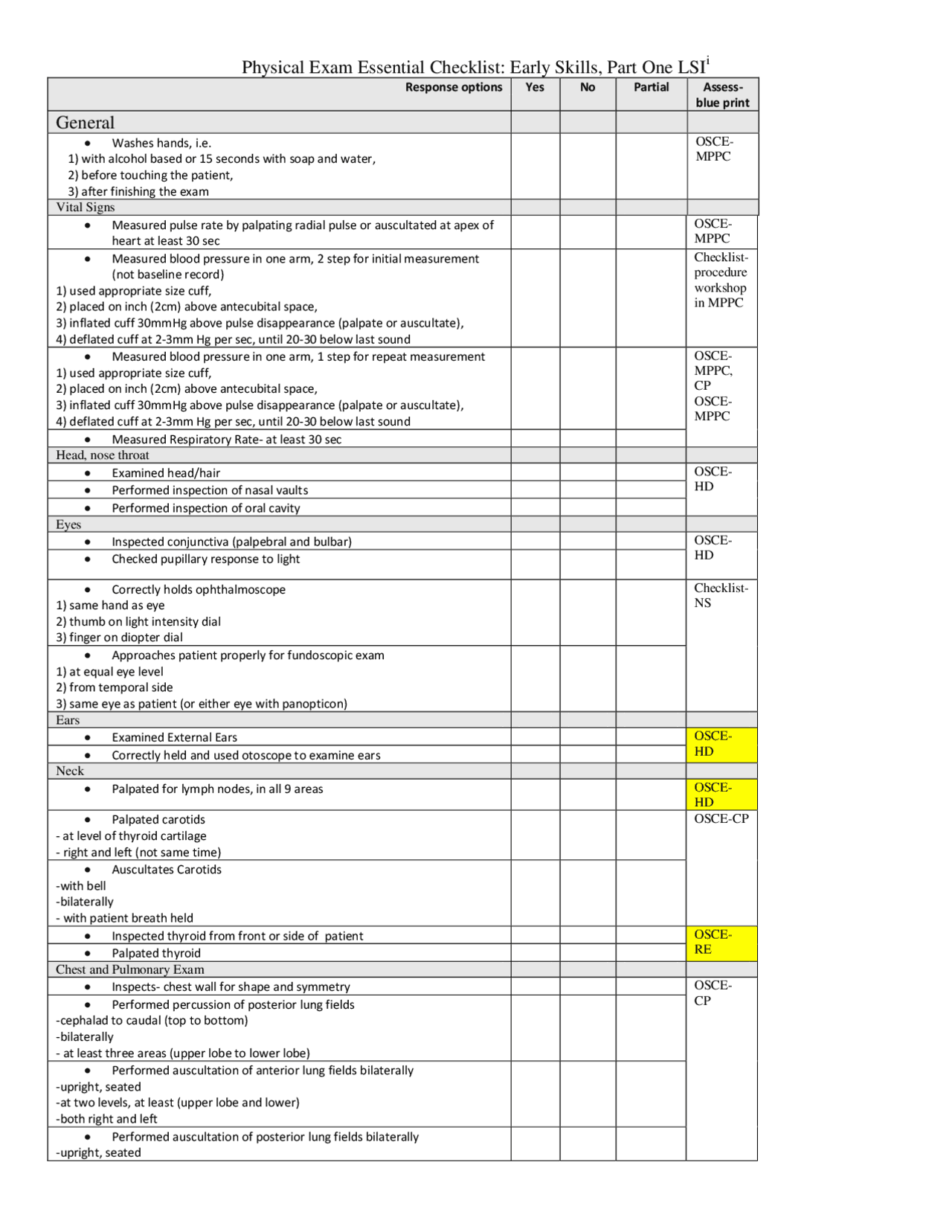 Physical Check Guide PHYSICAL EXAM CHECKLIST | Summaries Physical Activity and Sport ...