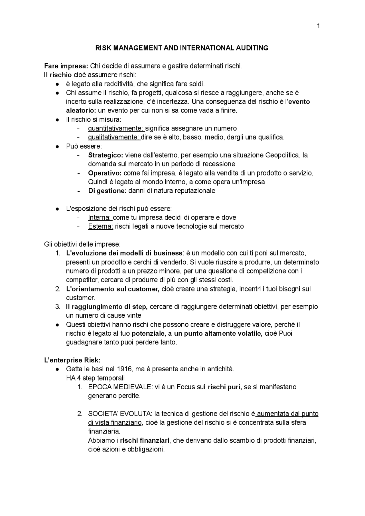 Riassunto di Risk international and international auditing | Sintesi ...