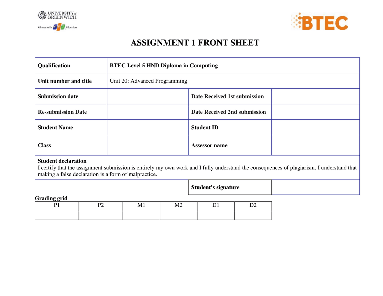 Advanced Programming - 1651- Assignment 1 - Pass | Study Guides ...