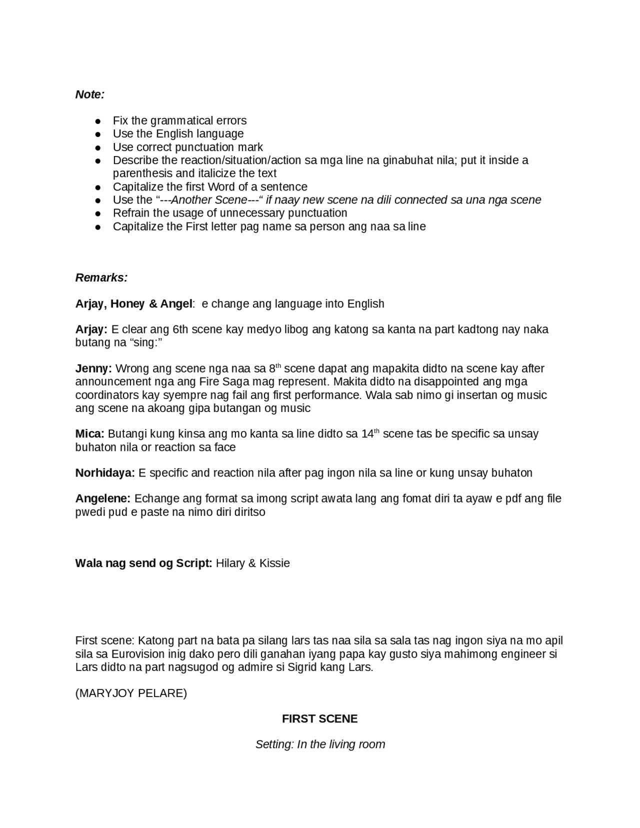 Playlet Assignment Eurovision Musical Play | Assignments Social Work - Docsity
