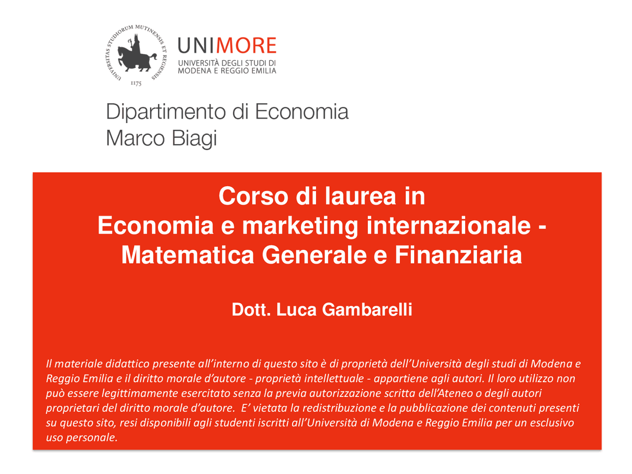 Matematica generale e finanziaria | Esercizi di Matematica Generale