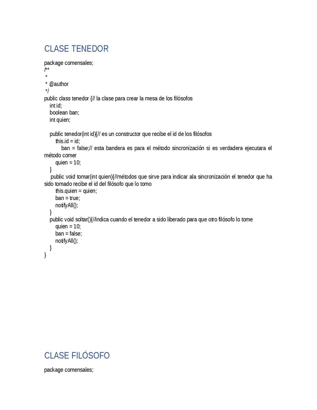 PROGRAMA DE JAVA LA CENA DE LOS FILOSOFOS | Ejercicios de Sistemas ...
