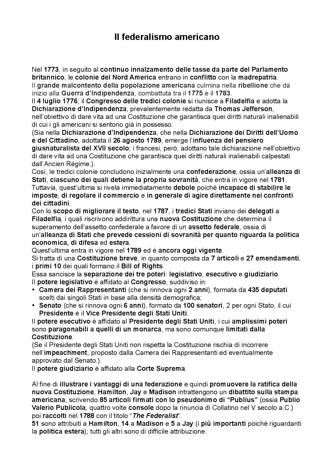 Il federalismo americano (Alexander Hamilton, John Jay e James Madison ...